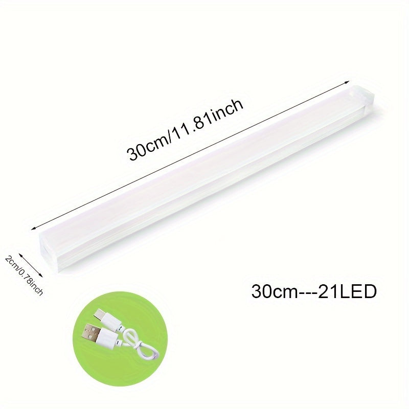 1pc Wireless LED Motion Sensor Light Bar – USB Rechargeable Magnetic Under Cabinet Lighting for Kitchen, Stairs, Hallway, and Wardrobe with Auto On/Off & Emergency Lighting Features, Portable Lighting Solution | Modern Ligh