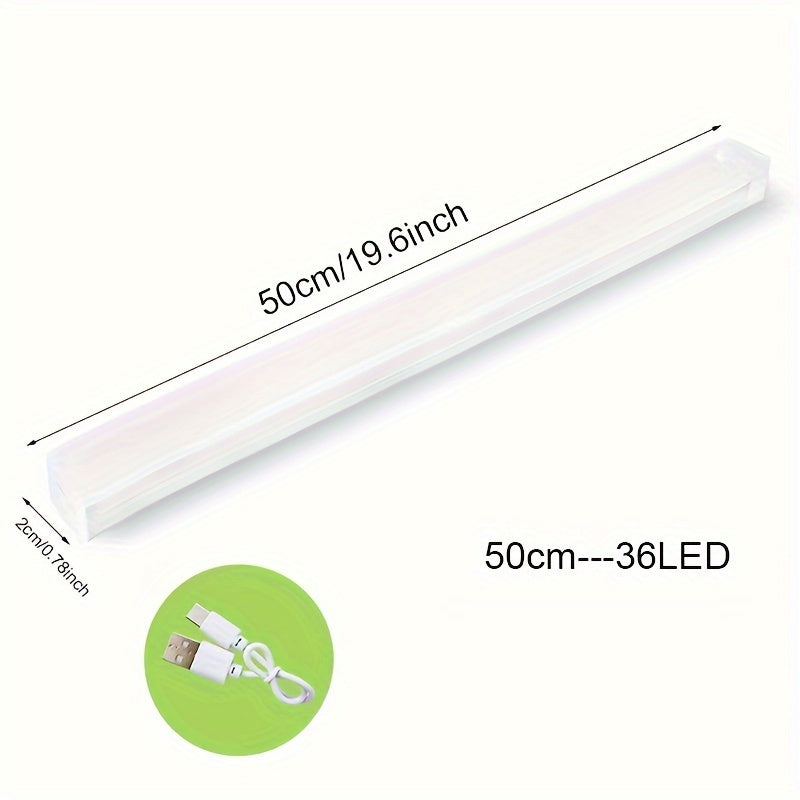 1pc Wireless LED Motion Sensor Light Bar – USB Rechargeable Magnetic Under Cabinet Lighting for Kitchen, Stairs, Hallway, and Wardrobe with Auto On/Off & Emergency Lighting Features, Portable Lighting Solution | Modern Ligh