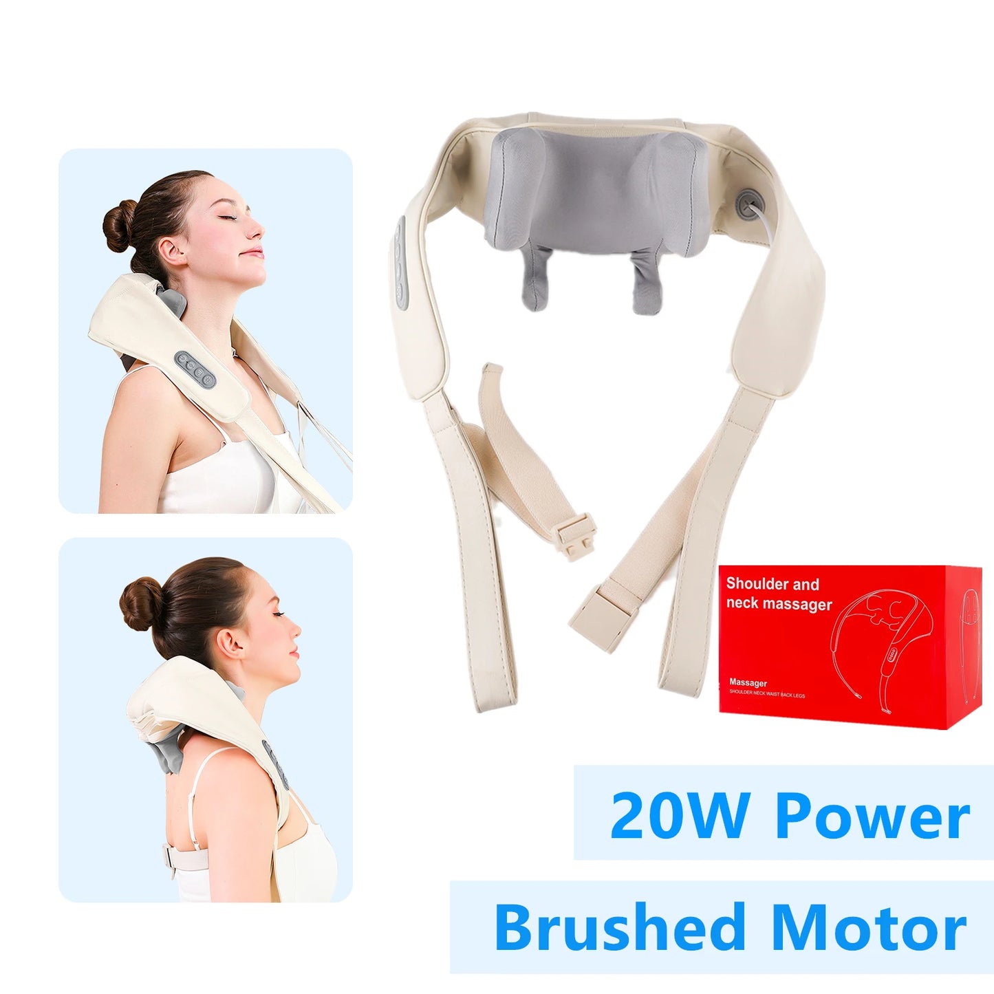 Foreverlily 26W Wireless Neck and Shoulder Massager – Deep Kneading Massage Shawl for Back, Trapezius & Cervical Relief