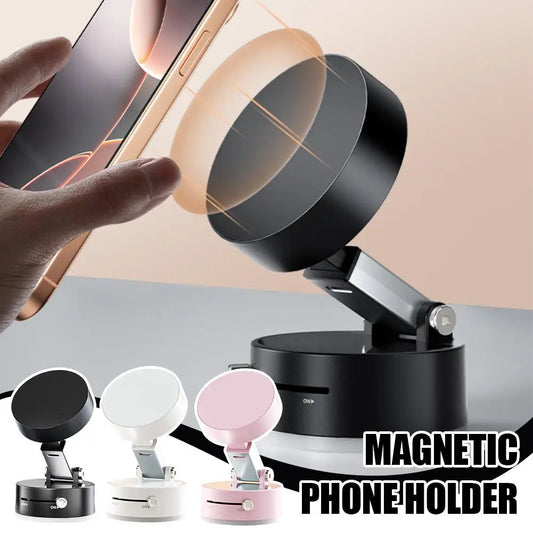 Double-Sided Suction Cup Magnetic Phone Holder – Foldable, Multi-Functional, Strong Vacuum Grip