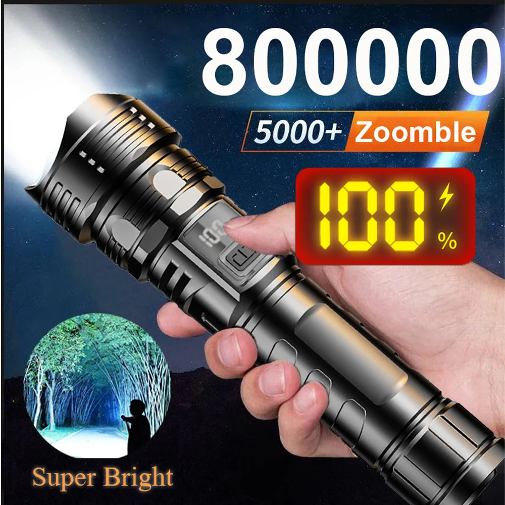 High Power Laser LED Flashlights USB Rechargeable Strong Hand Light Multifunctional Torch Lamp For Emergency Camping