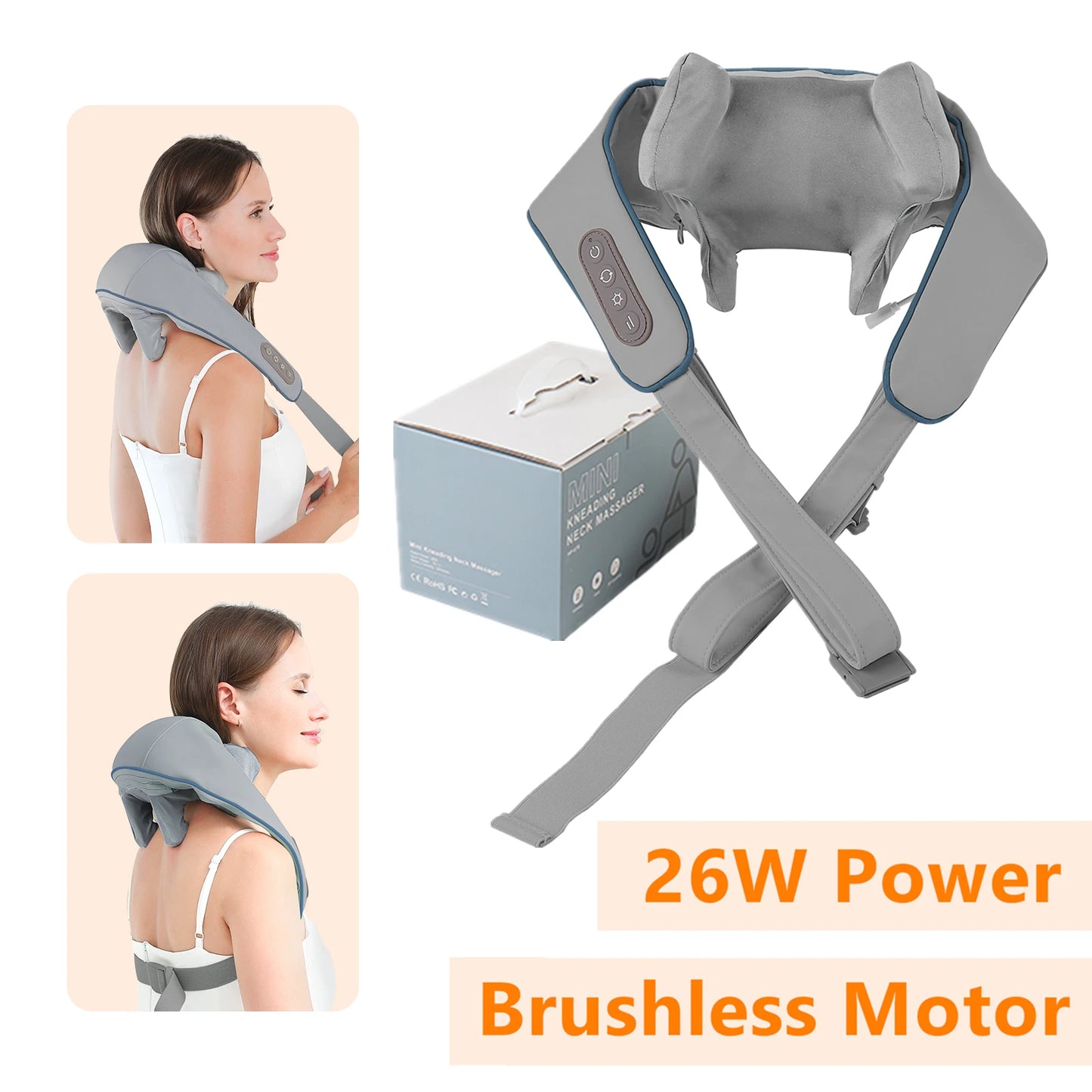 Foreverlily 26W Wireless Neck and Shoulder Massager – Deep Kneading Massage Shawl for Back, Trapezius & Cervical Relief