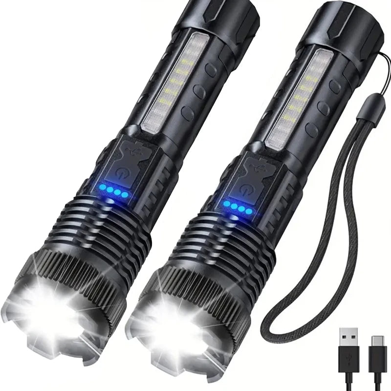 High Power Led Flashlights Very Strong Tactical Torch 6 Modes Rechargeable Camping Fishing Emergency Zoom Lantern