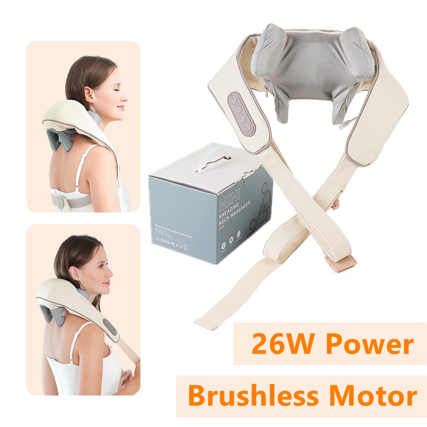 Foreverlily 26W Wireless Neck and Shoulder Massager – Deep Kneading Massage Shawl for Back, Trapezius & Cervical Relief