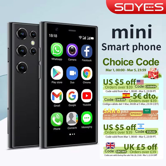 SOYES S23 Mini Smartphone – Compact Android 8.1, Dual SIM, 3.0'' HD Display, 3G, Wi-Fi & Bluetooth