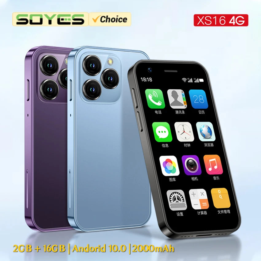 SOYES XS16 Mini Android 10.0 Smartphone – 4G Network, 2GB RAM, 16GB ROM, 3" Display, 5MP Camera, Dual SIM, WhatsApp & Play Store