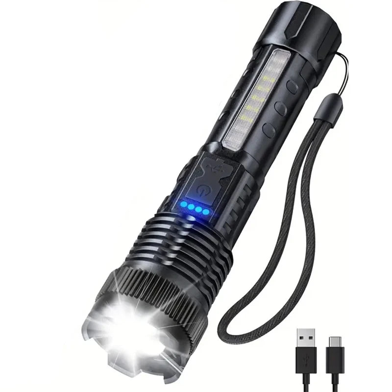 High Power Led Flashlights Very Strong Tactical Torch 6 Modes Rechargeable Camping Fishing Emergency Zoom Lantern