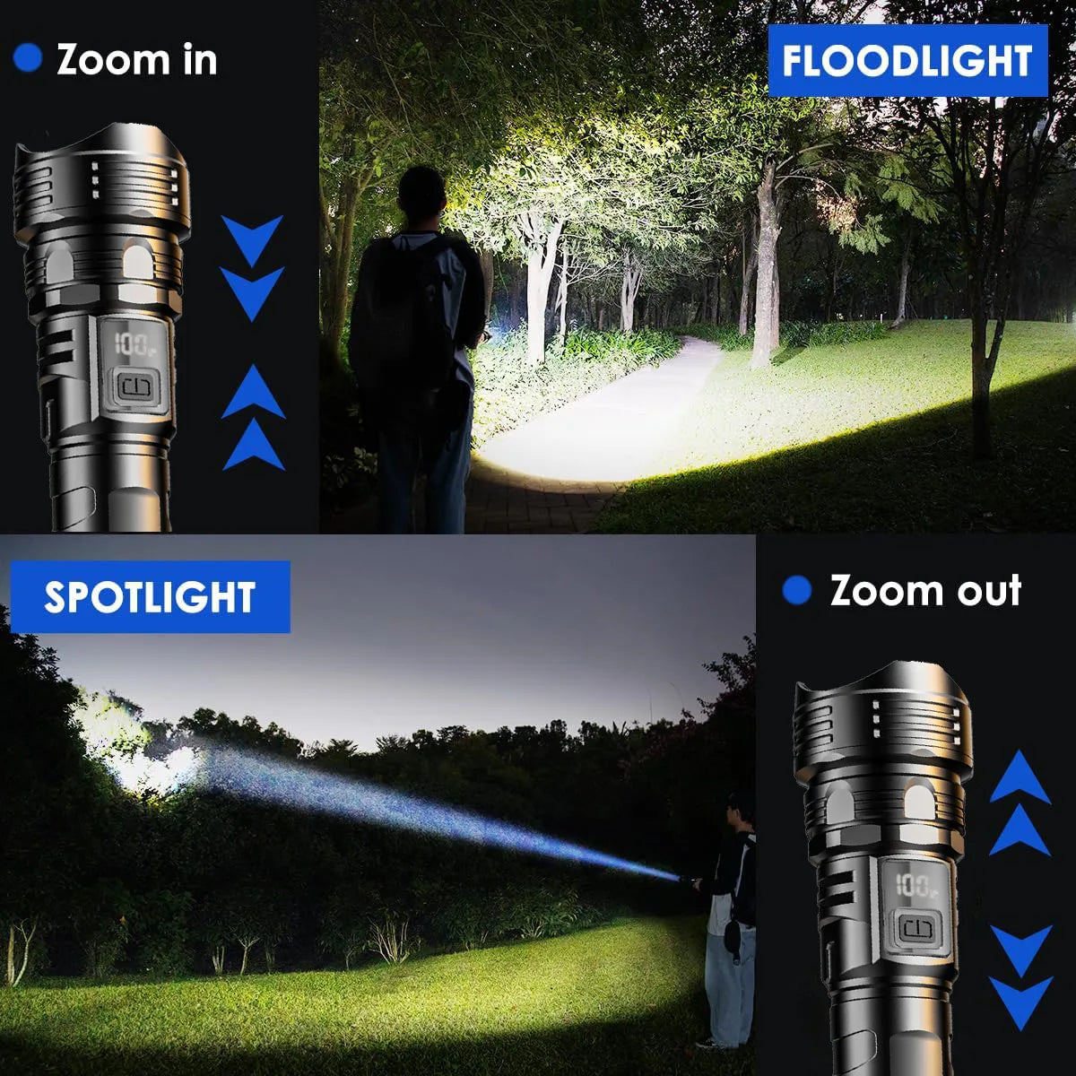 High Power Laser LED Flashlights USB Rechargeable Strong Hand Light Multifunctional Torch Lamp For Emergency Camping