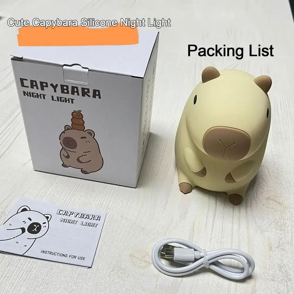 Capybara 3D Lamp Cute Anime Silicone Night Light Touch Control USB Rechargeable Timing Dimming Sleep Night Lamp for Room Decor