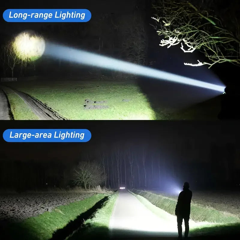 Portable Rechargeable LED Flashlights High Power Military Tactical Flashlight Telescopic Zoom Torch Lamp Outdoor Camping Fishing