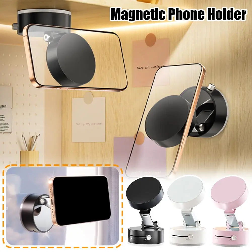 Double-Sided Suction Cup Magnetic Phone Holder – Foldable, Multi-Functional, Strong Vacuum Grip