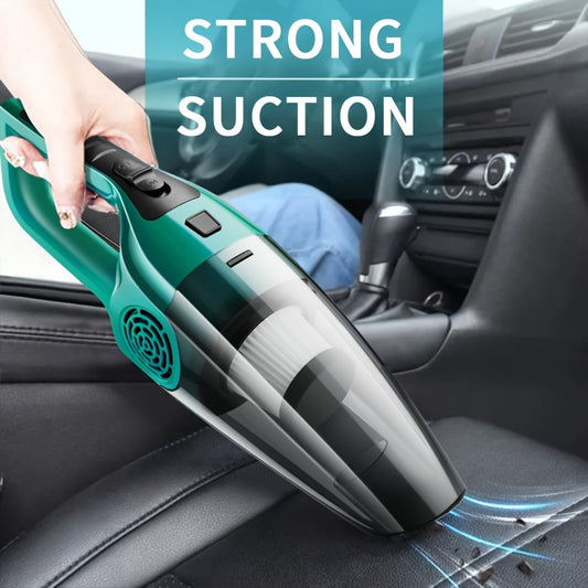 1pc Handheld Car Vacuum Cleaner, 12V Strong Suction Power, Portable Interior Dust Remover with Crevice Tool, Flat Nozzle, Cloth Filter, 0.2-0.3L Dust Cup, 3-5m Cord, Plastic Body, Car Plug, for Pet Hair Removal, Without Batte