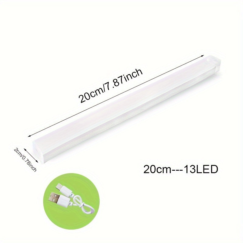 1pc Wireless LED Motion Sensor Light Bar – USB Rechargeable Magnetic Under Cabinet Lighting for Kitchen, Stairs, Hallway, and Wardrobe with Auto On/Off & Emergency Lighting Features, Portable Lighting Solution | Modern Ligh